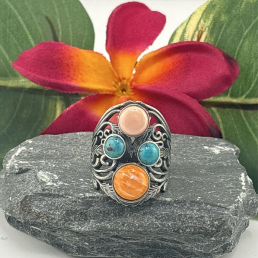 Silver Cluster Shield Ring